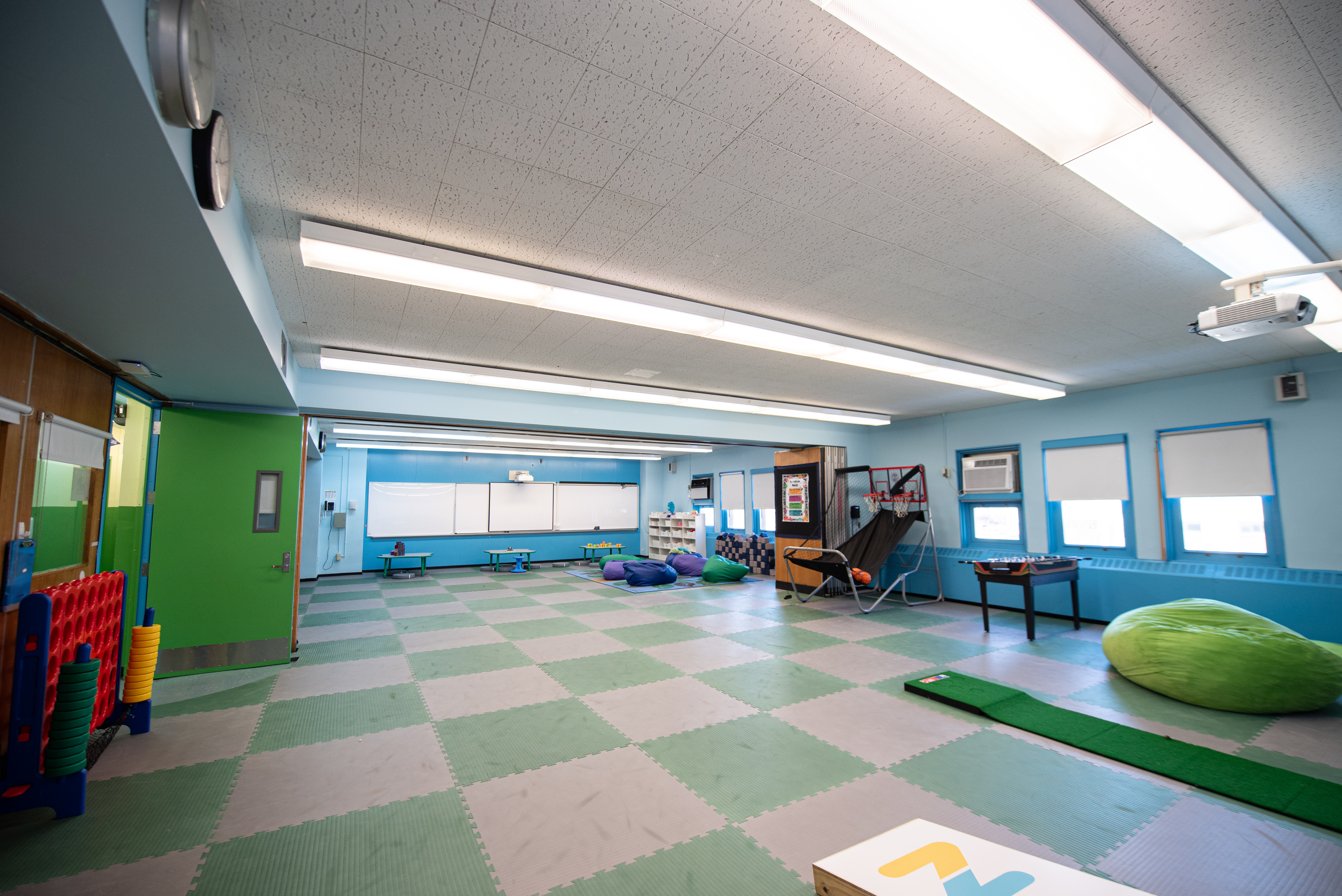 Students exploring the playroom